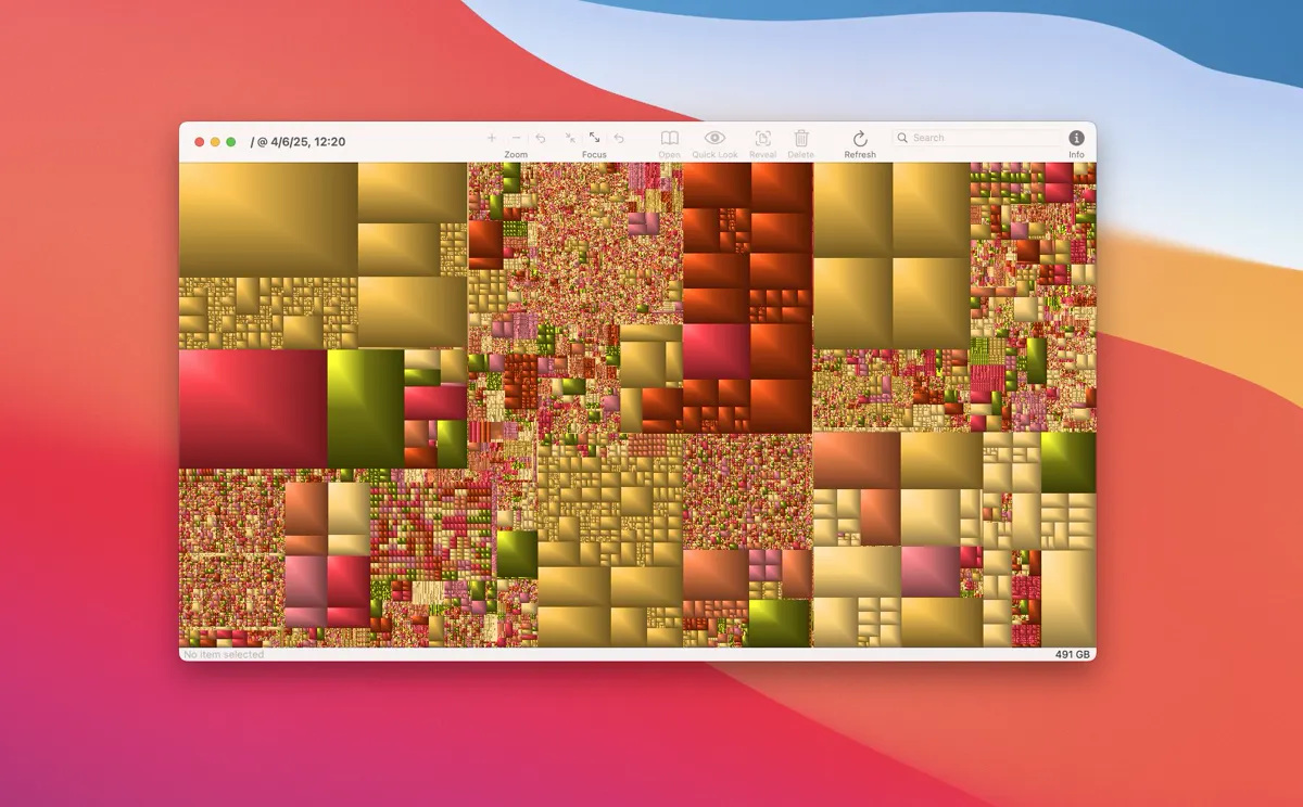 A map of a Mac drive where one block of Adobe cache files fills most of the screen